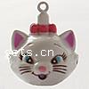 Pendentifs de clochette en laiton, chat, émail, blanc, sans plomb et cadmium Environ 2.5mm, Vendu par PC