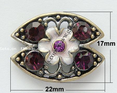 Connecteur en alliage zinc à stras, alliage de zinc, Placage, émail & avec strass, plus de couleurs à choisir, 22x17x4mm, Trou:Environ 1mm, Vendu par PC