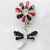 Zinc Alloy European Pendants, Dragonfly, plated, with troll & enamel & with rhinestone nickel, lead & cadmium free Approx 4mm 