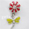 Zinc Alloy European Pendants, Dragonfly, plated, with troll & enamel & with rhinestone nickel, lead & cadmium free Approx 4mm 