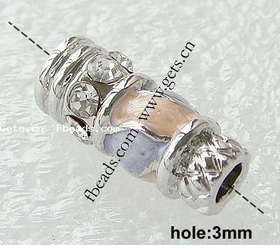 Strass Zinklegierung Perlen, Rohr, plattiert, Emaille, keine, frei von Nickel, Blei & Kadmium, 15.5x7mm, Bohrung:ca. 3mm, verkauft von PC