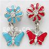 Zinc Alloy European Pendants, Butterfly, plated, with troll & enamel & with rhinestone nickel, lead & cadmium free Approx 4mm 