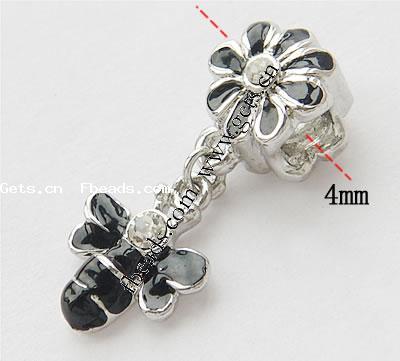 Zinc Alloy European Pendants, Bee, plated, with troll & enamel & with rhinestone, more colors for choice, nickel, lead & cadmium free, 26x12mm, Hole:Approx 4mm, Sold By PC