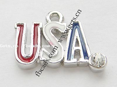 Zinc Alloy Enamel Pendants, plated, with rhinestone, more colors for choice, nickel, lead & cadmium free, 19x10x2mm, Hole:Approx 1.5mm, Sold By PC