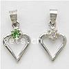 Zinc Alloy Heart Pendants, plated, with rhinestone nickel, lead & cadmium free 