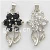 Zinc Alloy Christmas Pendants, Flower, plated, with rhinestone nickel, lead & cadmium free 