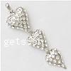 Zinc Alloy Heart Pendants, plated, with rhinestone nickel, lead & cadmium free 