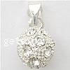 Zinc Alloy Rhinestone Pendants, Round, plated, with rhinestone nickel, lead & cadmium free, 9mm 