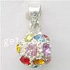 Zinc Alloy Rhinestone Pendants, Round, plated, with rhinestone 8mm 