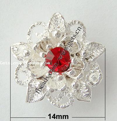 Connecteur en alliage zinc à stras, alliage de zinc, fleur, Placage, avec strass, plus de couleurs à choisir, 14x14x3mm, Trou:Environ 1.5mm, Vendu par PC