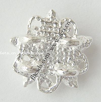 Rheinkiesel Zinklegierung Verbinder, Blume, plattiert, mit Strass, keine, 14x14x3mm, Bohrung:ca. 1.5mm, verkauft von PC