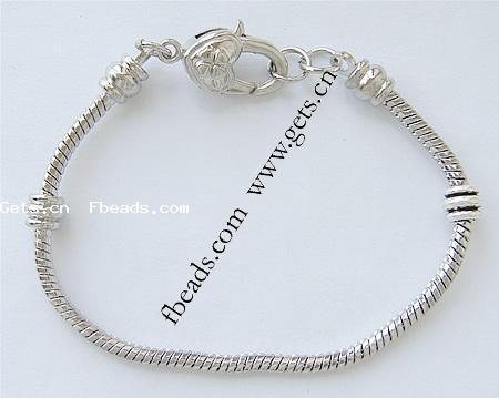 Laiton European Bracelet chaîne, laiton fermoir homard, Placage, normes différentes pour le choix, plus de couleurs à choisir, protéger l'environnement, sans nickel, plomb et cadmium, 3mm;6.5x5mm, Vendu par brin