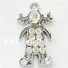 Pendentifs en forme de personnage en alliage de Zinc, fille, avec strass, sans cadmium Environ 1mm, Vendu par PC