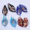 Lampwork Pendants, Leaf, handmade, gold sand & silver foil Approx 5mm 