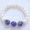 Gemstone Pearl Bracelets, Freshwater Pearl, with Amethyst, February Birthstone, 12mm .5 Inch 