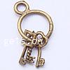 Zinc Alloy Key Pendants, plated cadmium free Approx 3mm 