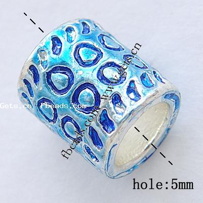 Enamel Zinc Alloy European Beads, Tube, plated, without troll & large hole, more colors for choice, 10x8x8mm, Hole:Approx 5mm, Sold By PC