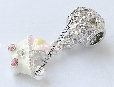 Zink Legierung Europa Anhänger, Zinklegierung, Baby Kinderwagen, plattiert, ohne troll & Emaille & mit Strass, keine, 30x15.5mm, Bohrung:ca. 5mm, verkauft von PC