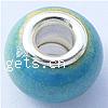 Brass Core European Porcelain Beads, porcelaine, avec laiton, rondelle, sans filetage, blue ciel Environ 6mm Vendu par sac