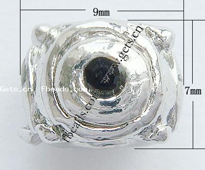 Strass Zink Legierung Europa Perlen, Zinklegierung, Trommel, plattiert, ohne troll & mit Strass, keine, 9x7x10mm, Bohrung:ca. 4mm, verkauft von PC