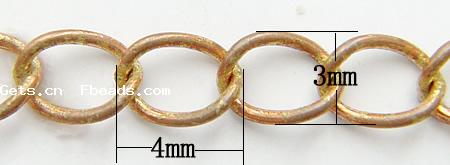 Cadena Ovalada de Metal, chapado, giro oval, más colores para la opción, libre de cadmio, 4x3mm, 100m/Sarta, Vendido por Sarta