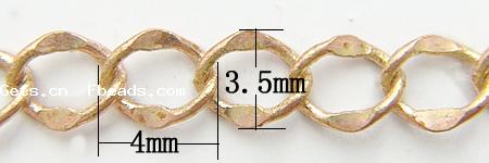 真鍮製の卵形のチェーン, 銅, メッキ, ツイスト楕円, 無色, カドミウムフリー, 4x3.5mm, 100M/ストランド, 売り手 ストランド