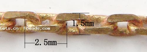 真鍮製の卵形のチェーン, 銅, メッキ, 楕円形の鎖, 無色, カドミウムフリー, 2.5x1.5x0.5mm, 100M/ストランド, 売り手 ストランド