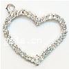 Zinc Alloy Heart Pendants, plated, with rhinestone Approx 2mm 