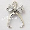 Sterlingsilber Kneifen Schlaufe, 925 Sterling Silber, plattiert, mit Strass, keine, 15x11x3mm, Bohrung:ca. 2mm, verkauft von PC