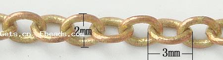 Messing ovale Kette, plattiert, Oval-Kette, keine, frei von Kadmium, 2x3x0.5mm, 100m/Strang, verkauft von Strang