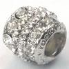 grano Europeo de aleación Zinc con diamante, aleación de zinc, Tambor, chapado, con diamantes de imitación de Mideast & sin rosca, más colores para la opción, 12x13mm, agujero:aproximado 6mm, Vendido por UD