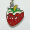 Zinc Alloy Enamel Pendants, Strawberry, plated 