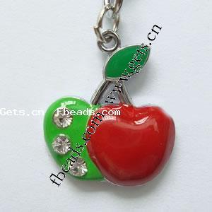 Zinc Alloy Enamel Pendants, Apple, plated, with rhinestone, more colors for choice, 23x28x2mm, Sold By PC