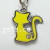 Zinc Alloy Animal Pendants, Cat, plated, enamel & with rhinestone 