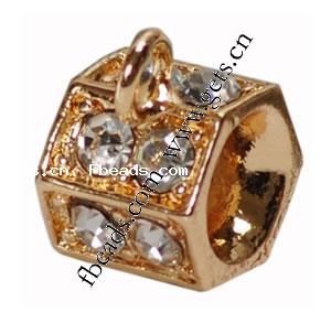 Perles de Bail en alliage de zinc , tambour, Placage, sans filetage & avec strass, plus de couleurs à choisir, 7x8mm, Trou:Environ 4.5-5mm, Vendu par PC