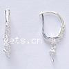 Sterling Silver Hoop Earring Component, 925 Sterling Silver, Donut, plated, with cubic zirconia 