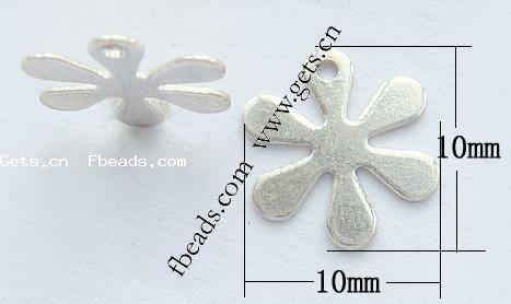 Sterling Silber Tag, 925 Sterling Silber, Blume, plattiert, keine, 10x10x0.5mm, Bohrung:ca. 1mm, verkauft von PC