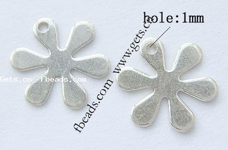 Sterling Silber Tag, 925 Sterling Silber, Blume, plattiert, keine, 10x10x0.5mm, Bohrung:ca. 1mm, verkauft von PC