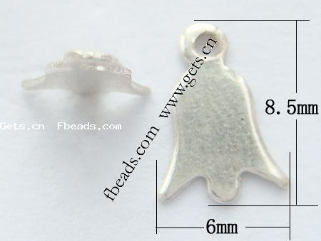 Sterling Silber Tag, 925 Sterling Silber, Glocke, plattiert, keine, 8.5x6x0.5mm, Bohrung:ca. 1mm, verkauft von PC