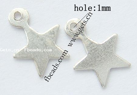 Sterling Silver Tag, 925 Sterling Silver, Star, plated, more colors for choice, 9.5x7x0.5mm, Hole:Approx 1mm, Sold By PC