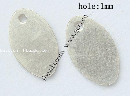 Sterling Silber Tag, 925 Sterling Silber, oval, plattiert, keine, 11x6x0.5mm, Bohrung:ca. 1mm, verkauft von PC