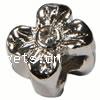 grano Europeo de aleación Zinc con diamante, aleación de zinc, Flor, chapado, con diamantes de imitación de Mideast & sin rosca, más colores para la opción, 9x9mm, agujero:aproximado 4.5-5mm, Vendido por UD