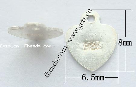 Etiqueta de plata de rey, plata de ley 925, Corazón, chapado, más colores para la opción, 8x6.5x0.5mm, agujero:aproximado 1mm, Vendido por UD