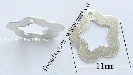 Sterling Silber Tag, 925 Sterling Silber, Blume, plattiert, keine, 11x11x0.5mm, Bohrung:ca. 1mm, verkauft von PC