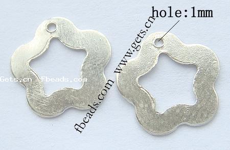 Sterling Silber Tag, 925 Sterling Silber, Blume, plattiert, keine, 11x11x0.5mm, Bohrung:ca. 1mm, verkauft von PC