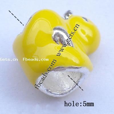 Enamel Zinc Alloy European Beads, Duck, plated, without troll & large hole, more colors for choice, 16x12x10mm, Hole:Approx 5mm, Sold By PC