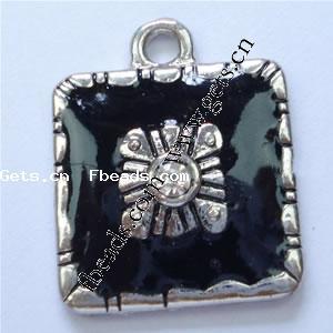 Colgantes de esmalte de la aleación del cinc, aleación de zinc, Cuadrado, chapado, con diamantes de imitación, más colores para la opción, 20x16x3mm, agujero:aproximado 1mm, Vendido por UD