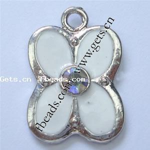 Zinc Alloy Enamel Pendants, Flower, plated, with rhinestone, more colors for choice, 22x15x4mm, Hole:Approx 1mm, Sold By PC