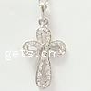 Zinc Alloy Cross Pendants, plated, with rhinestone 