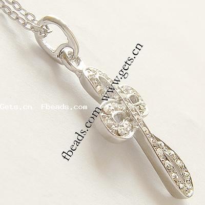 Zinc Alloy Cross Pendants, plated, with rhinestone, more colors for choice, 27x19x3mm, Sold By PC